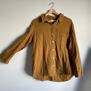 Universal Thread Mustard Crepe Button Down